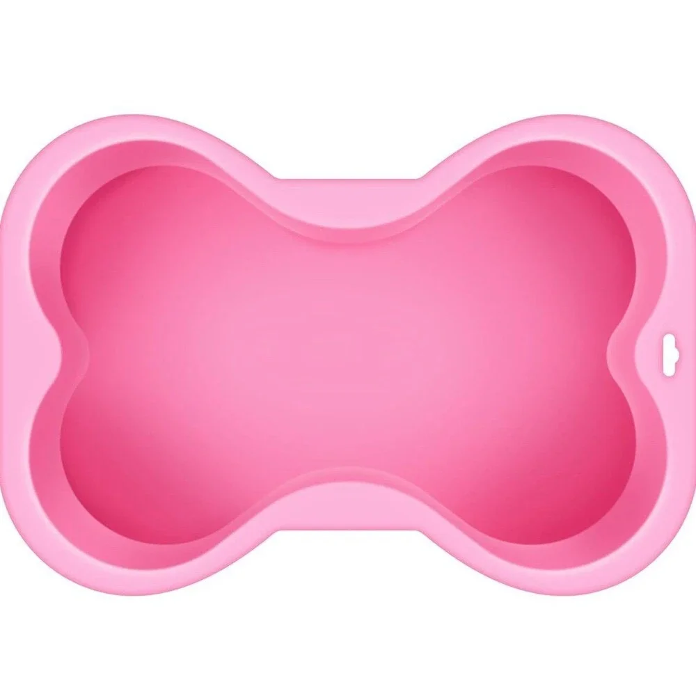 Puppy Cake Dog Bone Shaped Silicone Cake Pan Pink Birthday Party Baking Gift NEW